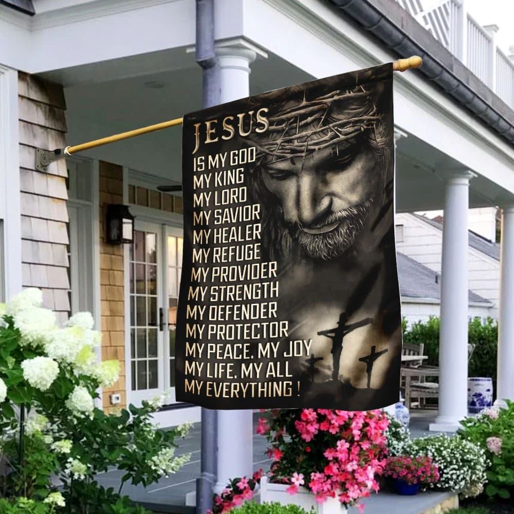 Jesus Is My God My Lord My Savior House Flag, Christian Flag, Christian Flag, Scripture Flag, Garden Banner