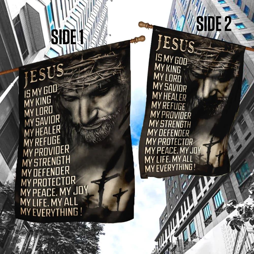 Jesus Is My God My Lord My Savior House Flag, Christian Flag, Christian Flag, Scripture Flag, Garden Banner