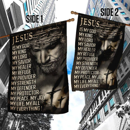 Jesus Is My God My Lord My Savior House Flag, Christian Flag, Christian Flag, Scripture Flag, Garden Banner