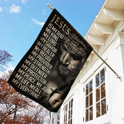 Jesus Is My God My Lord My Savior House Flag, Christian Flag, Christian Flag, Scripture Flag, Garden Banner