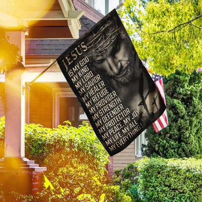 Jesus Is My God My Lord My Savior House Flag, Christian Flag, Christian Flag, Scripture Flag, Garden Banner