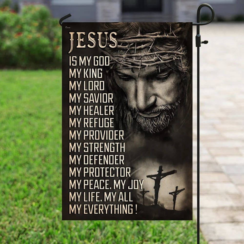 Jesus Is My God My Lord My Savior House Flag, Christian Flag, Christian Flag, Scripture Flag, Garden Banner