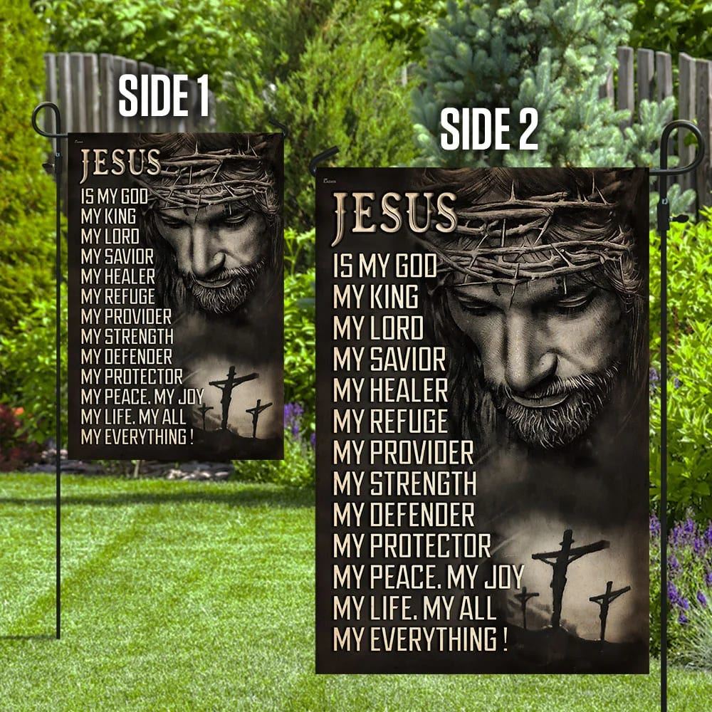 Jesus Is My God My Lord My Savior House Flag, Christian Flag, Christian Flag, Scripture Flag, Garden Banner
