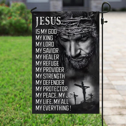 Jesus Is My God My Lord My Savior House Flags, Christian Flag, Scripture Flag, Garden Banner