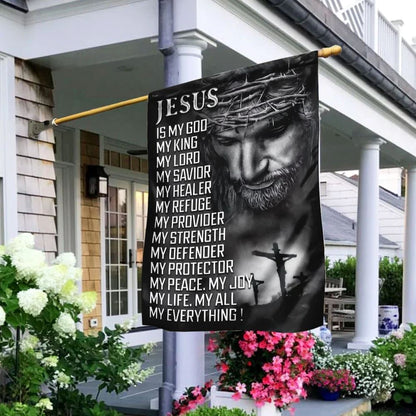 Jesus Is My God My Lord My Savior House Flags, Christian Flag, Scripture Flag, Garden Banner