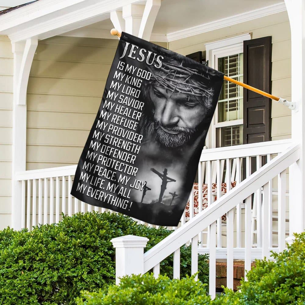 Jesus Is My God My Lord My Savior House Flags, Christian Flag, Scripture Flag, Garden Banner