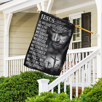 Jesus Is My God My Lord My Savior House Flags, Christian Flag, Scripture Flag, Garden Banner
