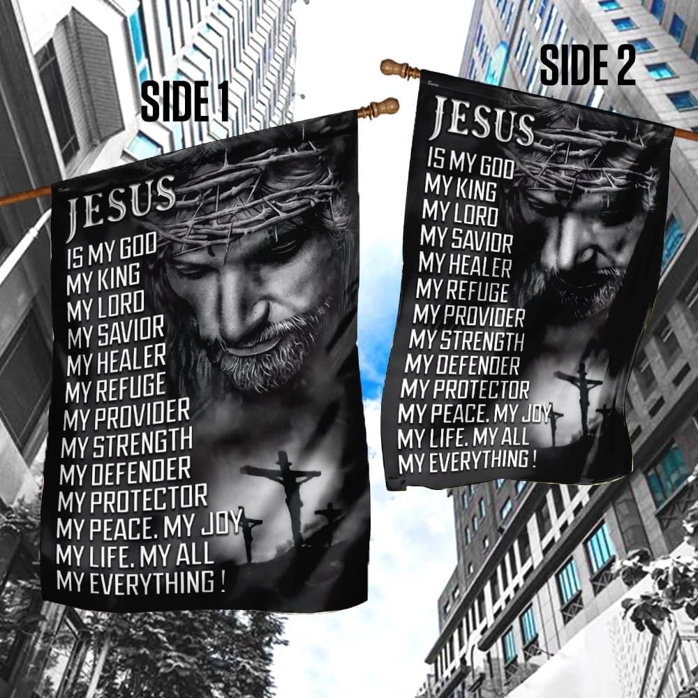 Jesus Is My God My Lord My Savior House Flags, Christian Flag, Scripture Flag, Garden Banner