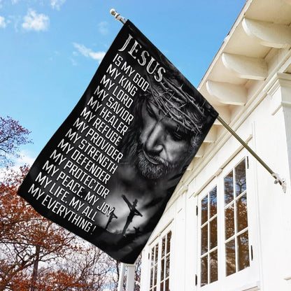 Jesus Is My God My Lord My Savior House Flags, Christian Flag, Scripture Flag, Garden Banner