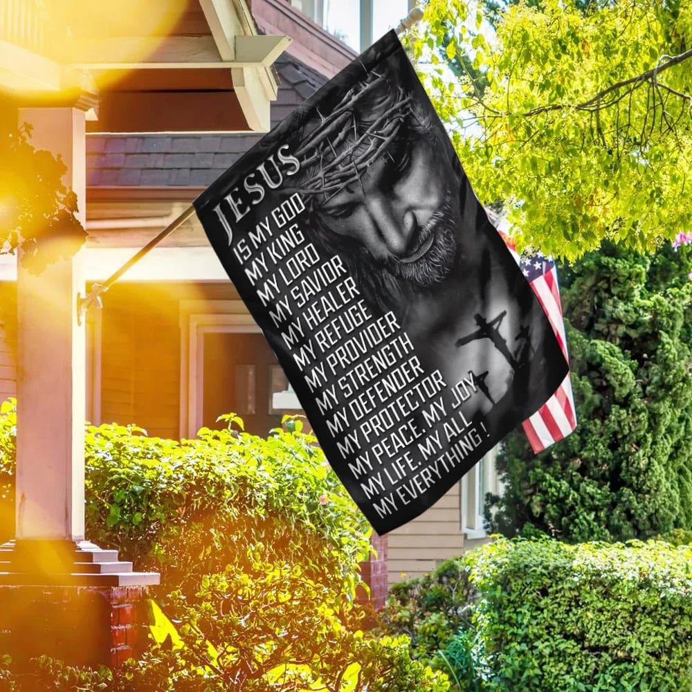 Jesus Is My God My Lord My Savior House Flags, Christian Flag, Scripture Flag, Garden Banner