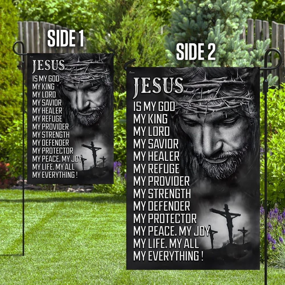 Jesus Is My God My Lord My Savior House Flags, Christian Flag, Scripture Flag, Garden Banner
