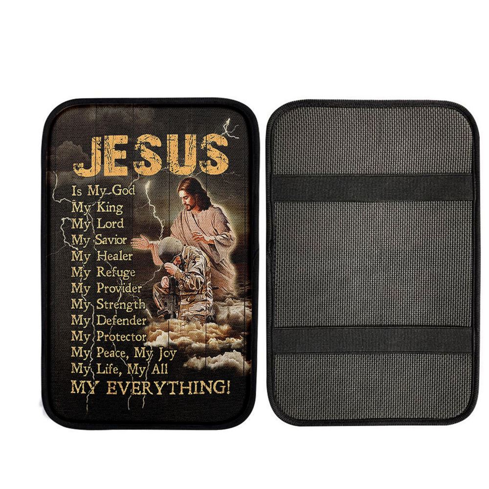 Jesus Is My God Soldier Thunder Car Center Console Cover, God Car Armrest Accessories