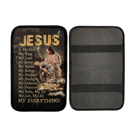 Jesus Is My God Soldier Thunder Car Center Console Cover, God Car Armrest Accessories