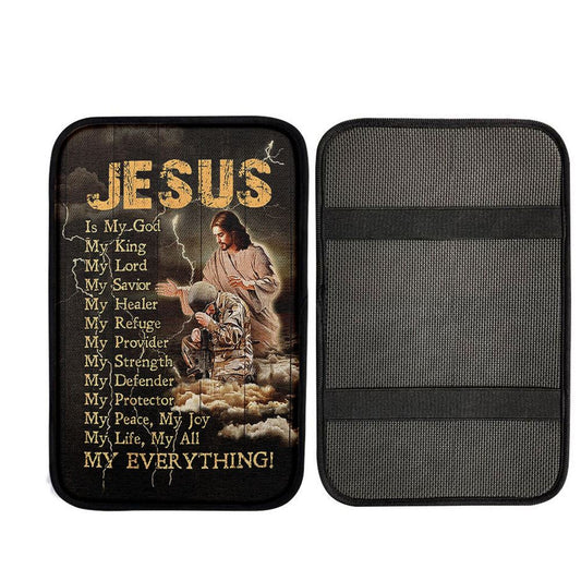 Jesus Is My God Soldier Thunder Car Center Console Cover, God Car Armrest Accessories