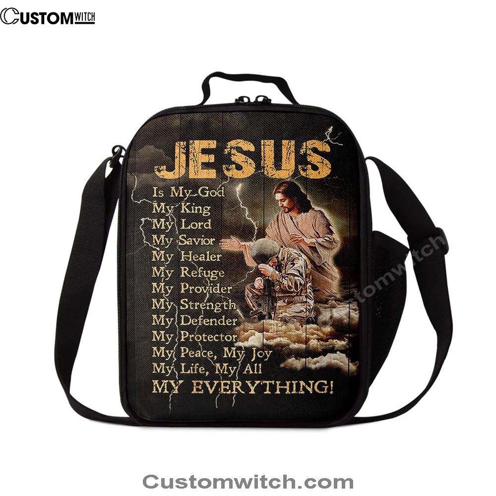 Jesus Is My God Soldier Thunder Lunch Bag, Christian Lunch Box For School, Picnic