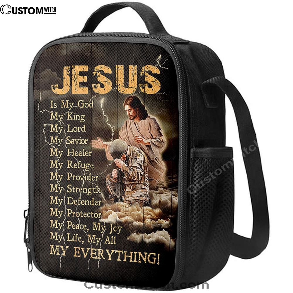 Jesus Is My God Soldier Thunder Lunch Bag, Christian Lunch Box For School, Picnic