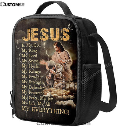 Jesus Is My God Soldier Thunder Lunch Bag, Christian Lunch Box For School, Picnic