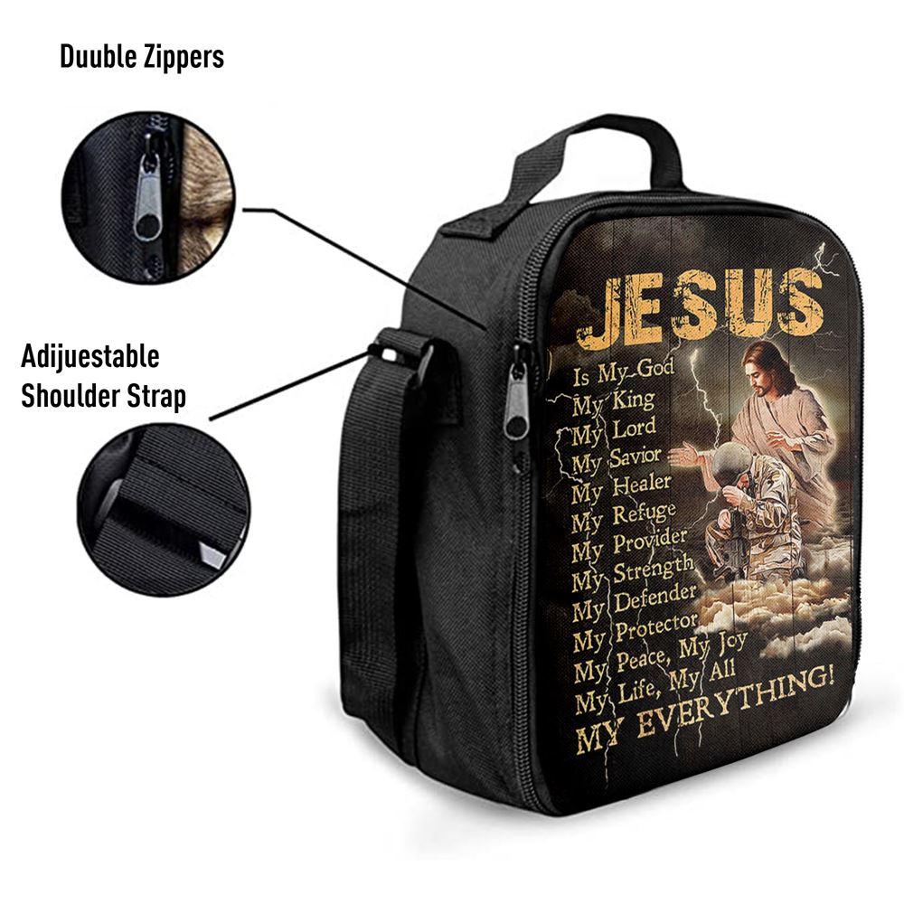 Jesus Is My God Soldier Thunder Lunch Bag, Christian Lunch Box For School, Picnic