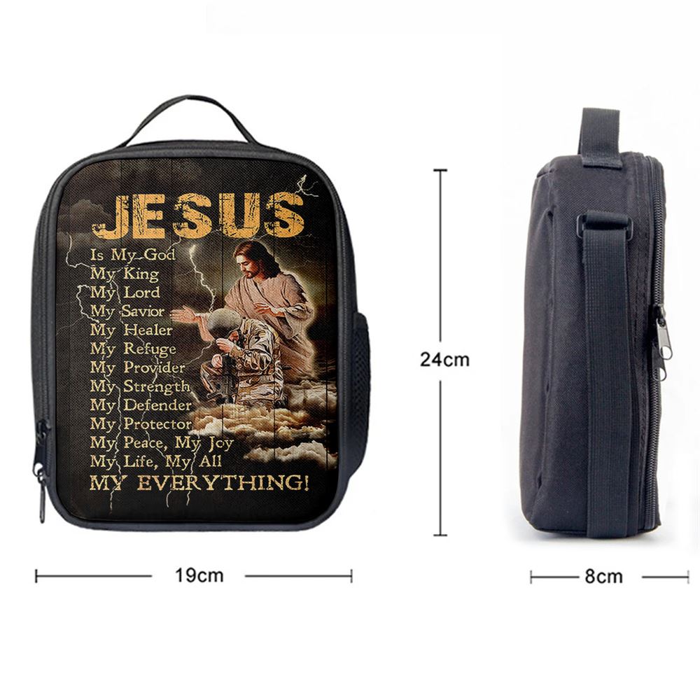 Jesus Is My God Soldier Thunder Lunch Bag, Christian Lunch Box For School, Picnic