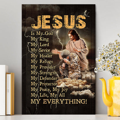 Jesus Is My God Soldier Thunder Wall Art Canvas - Jesus Portrait Canvas Prints - Christian Wall Art