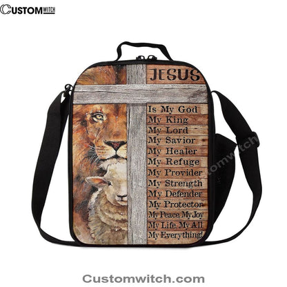 Jesus Is My King My God Lion Lamb Lunch Bag - Lion Lunch Bag, Christian Lunch Box For School, Picnic