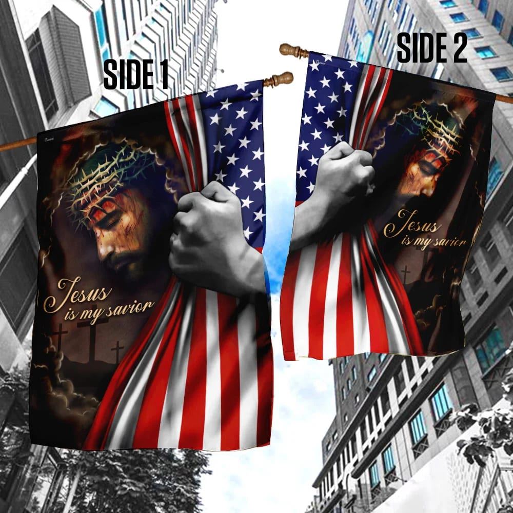 Jesus Is My Savior American US House Flags, Christian Flag, Scripture Flag, Garden Banner