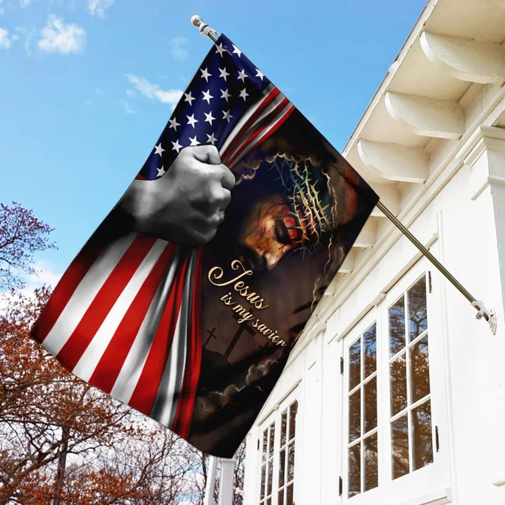 Jesus Is My Savior American US House Flags, Christian Flag, Scripture Flag, Garden Banner