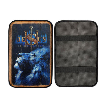 Jesus Is My Savior Blue Lion Car Center Console Cover, God Car Armrest Accessories