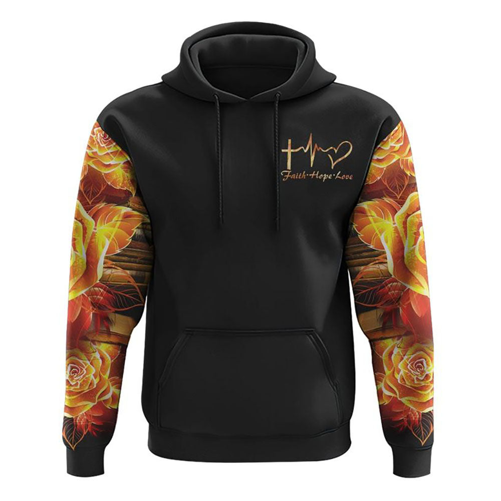 Jesus Is My Savior Books Are My Therapy Gold Faith Cross All Over Print 3D Hoodie, Christian Hoodie, Christian Sweatshirt, Bible Verse Shirt