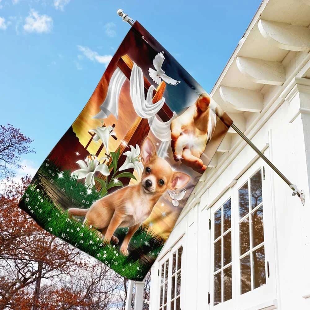 Jesus Is My Savior Chihuahua Is My Therapy Dog And Jesus Chihuahua House Flag, Christian Flag, Christian Flag, Scripture Flag, Garden Banner