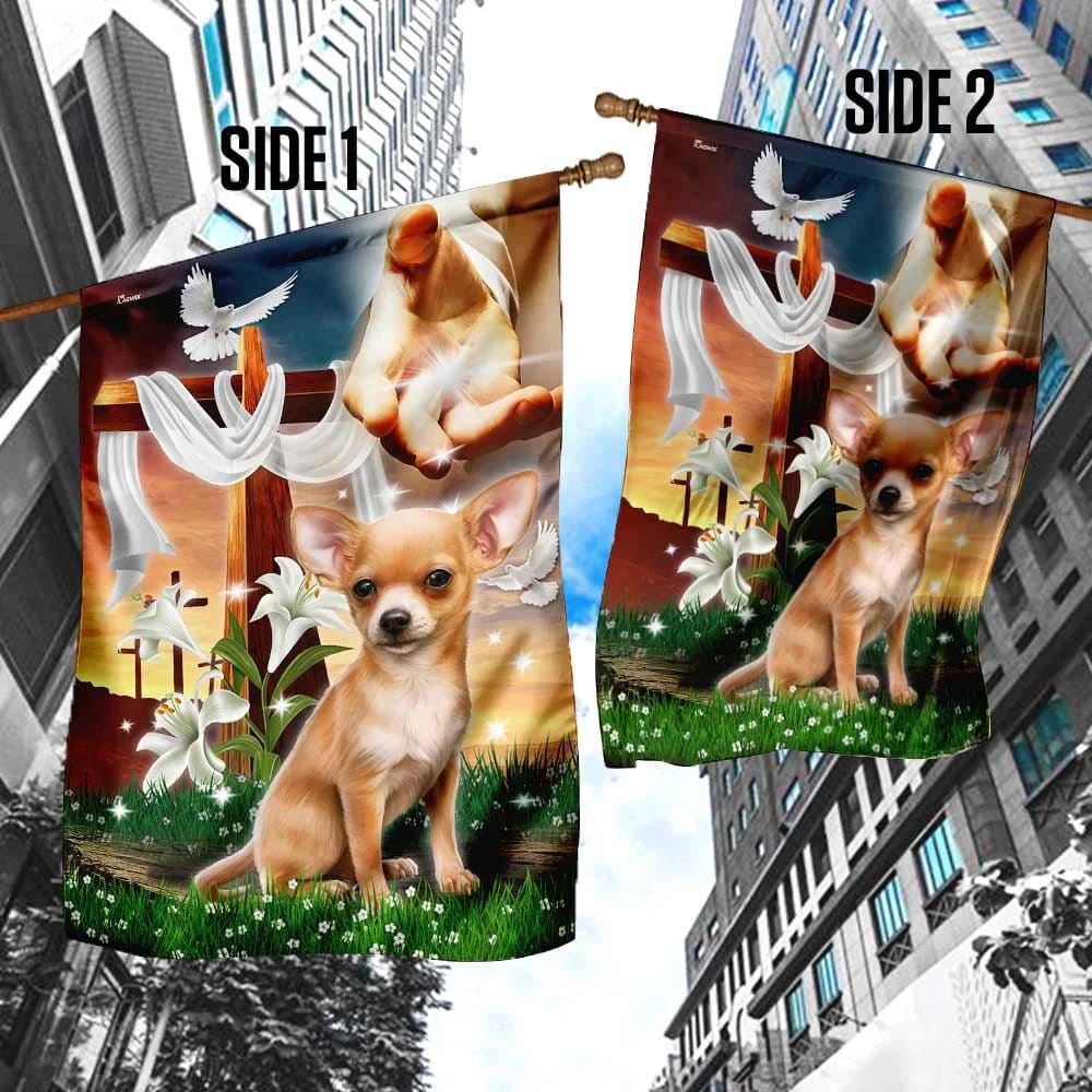 Jesus Is My Savior Chihuahua Is My Therapy Dog And Jesus Chihuahua House Flag, Christian Flag, Christian Flag, Scripture Flag, Garden Banner