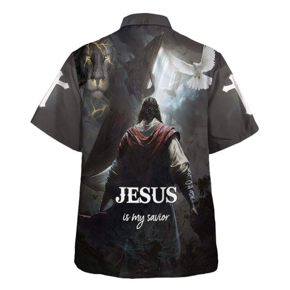 Jesus Is My Savior Christ Jesus And The Lion Christian Hawaiian Shirt For Men, Christian Hawaiian Shirt, Gift For Christian