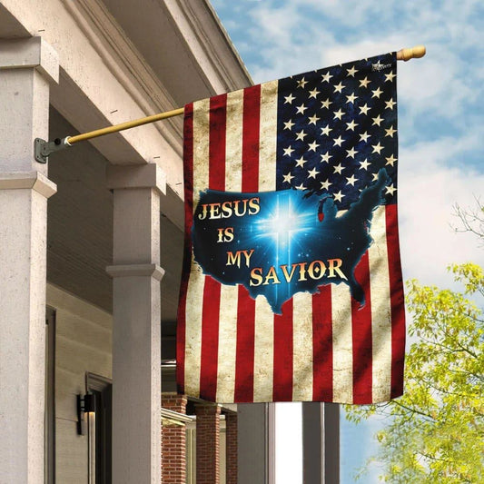 Jesus Is My Savior Christian Cross American House Flags, Christian Flag, Scripture Flag, Garden Banner