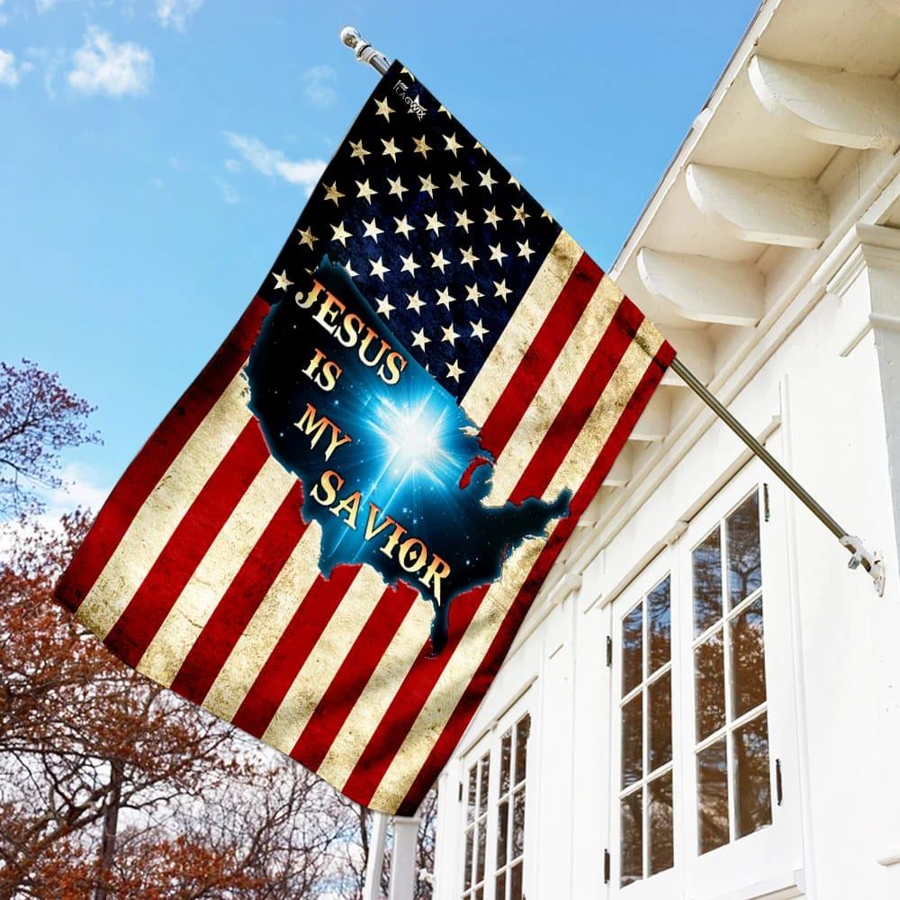 Jesus Is My Savior Christian Cross American House Flags, Christian Flag, Scripture Flag, Garden Banner