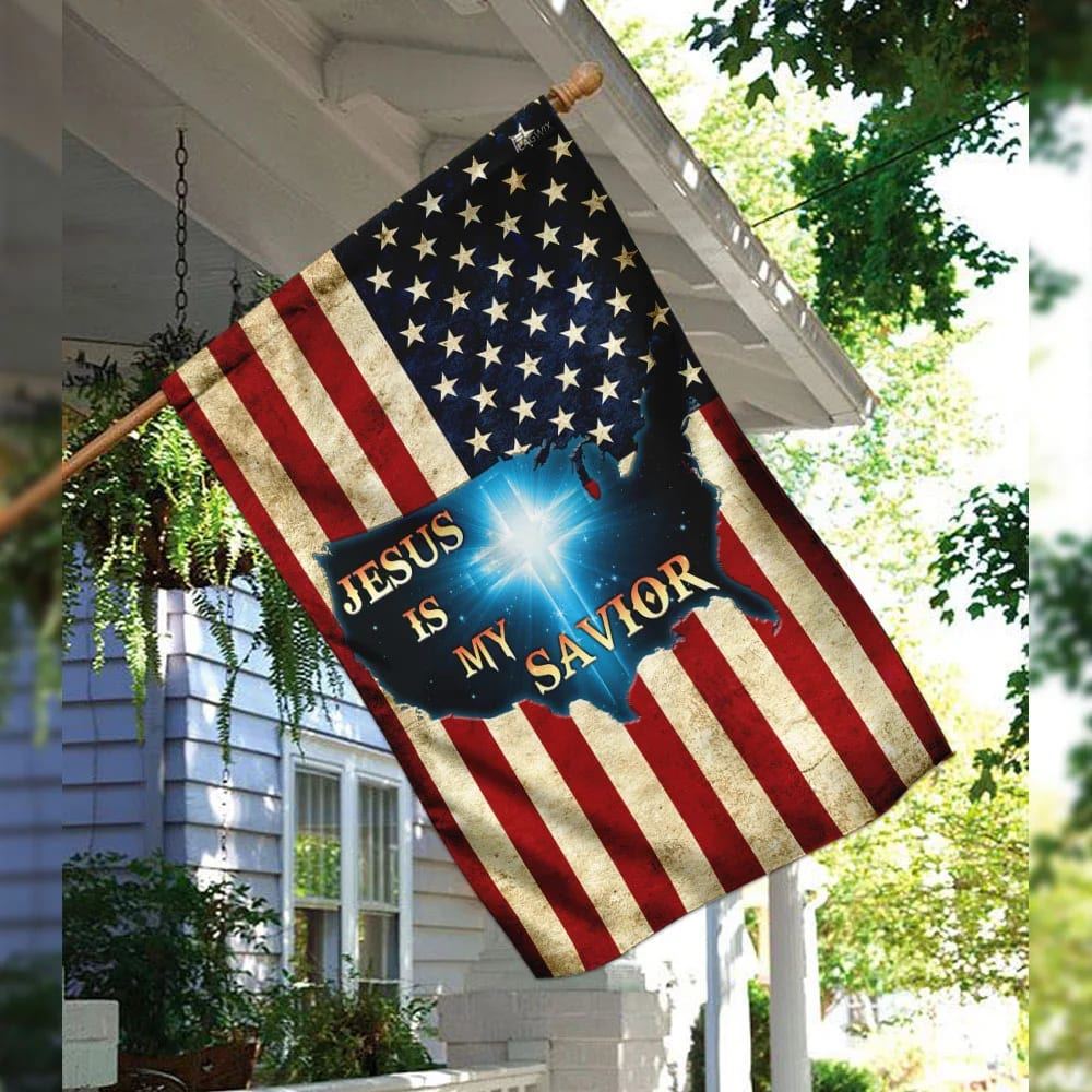 Jesus Is My Savior Christian Cross American House Flags, Christian Flag, Scripture Flag, Garden Banner