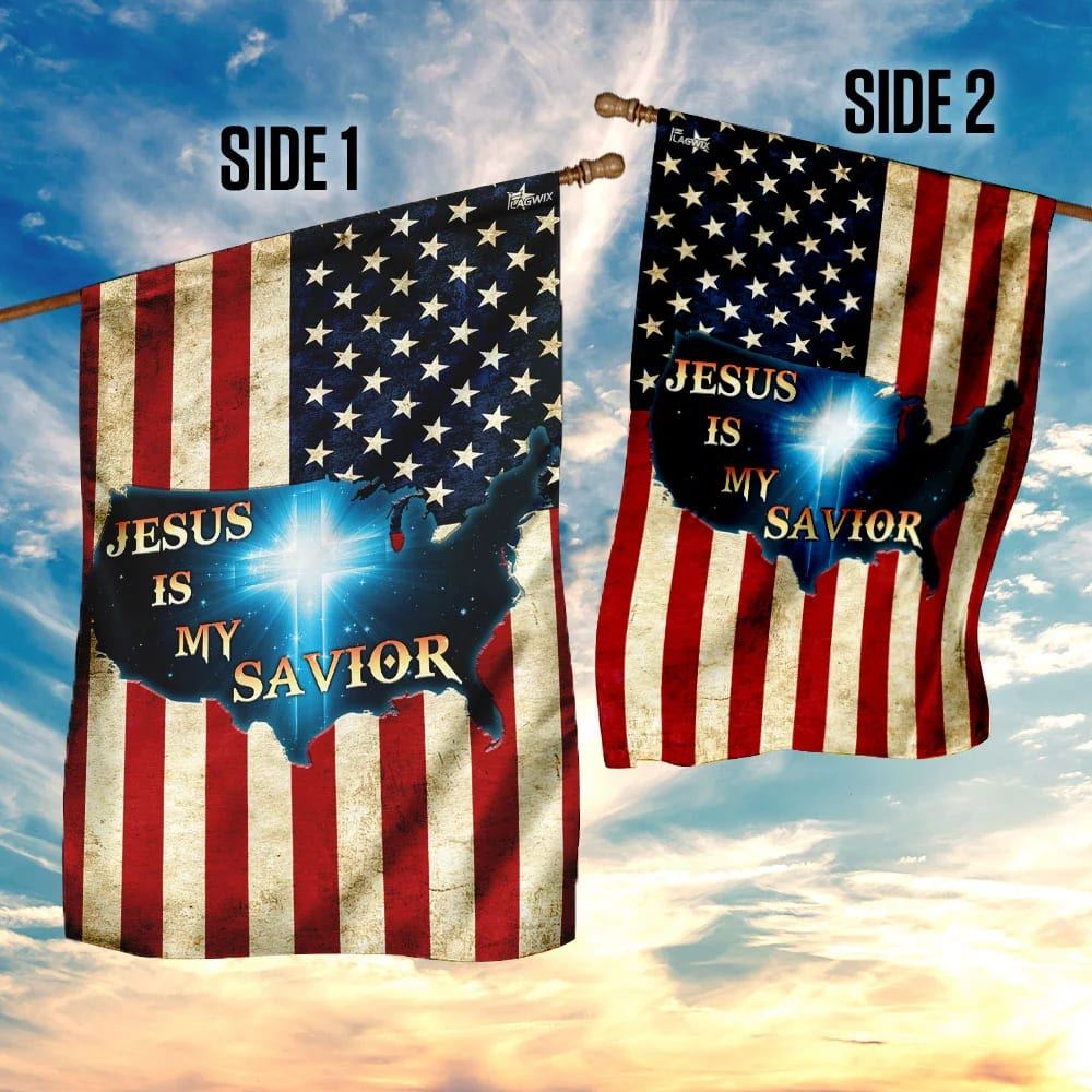 Jesus Is My Savior Christian Cross American House Flags, Christian Flag, Scripture Flag, Garden Banner