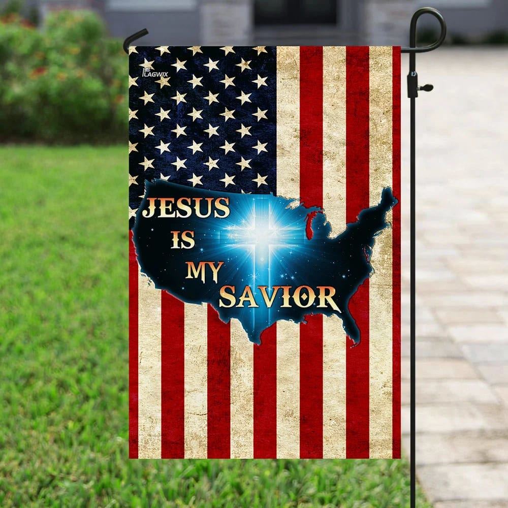 Jesus Is My Savior Christian Cross American House Flags, Christian Flag, Scripture Flag, Garden Banner
