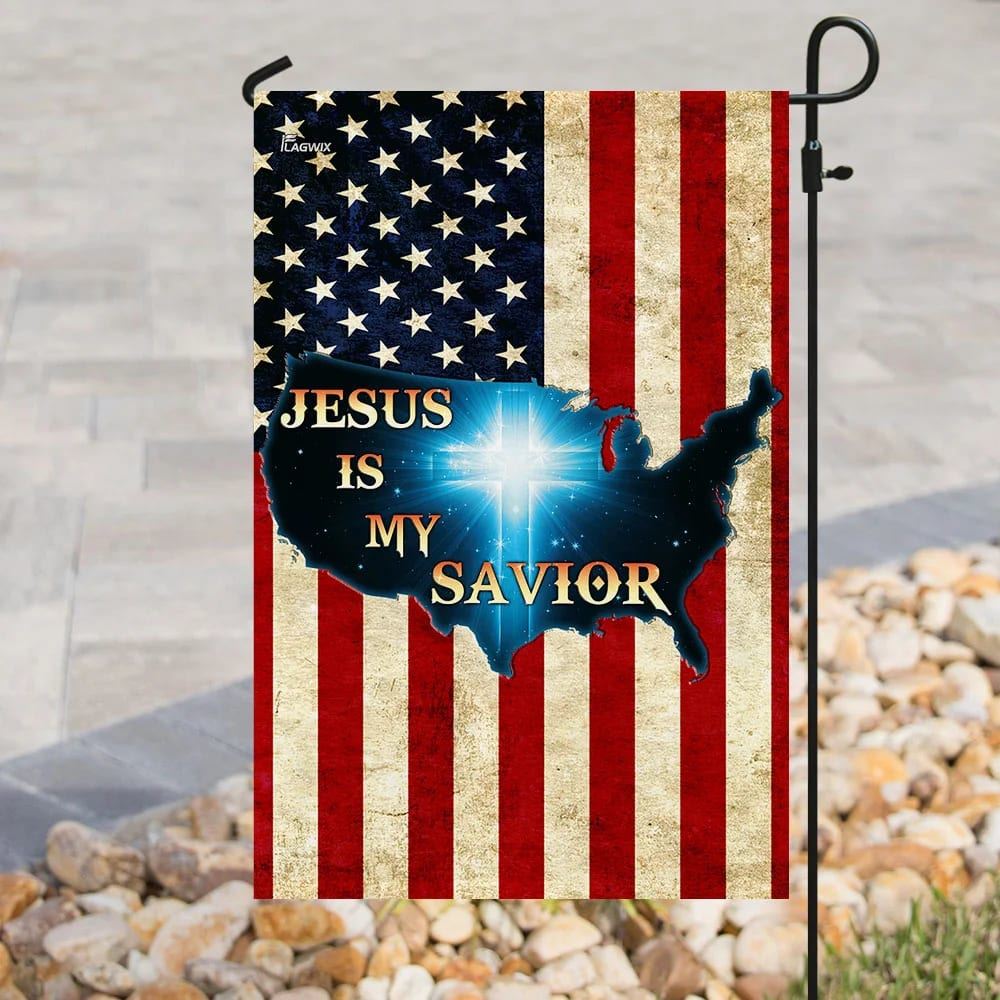 Jesus Is My Savior Christian Cross American House Flags, Christian Flag, Scripture Flag, Garden Banner
