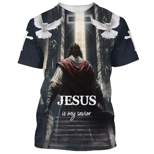 Jesus Is My Savior Christian Cross Dove All Over Print 3D T Shirt For Men And Women, Christian T-Shirt, Faith Shirt