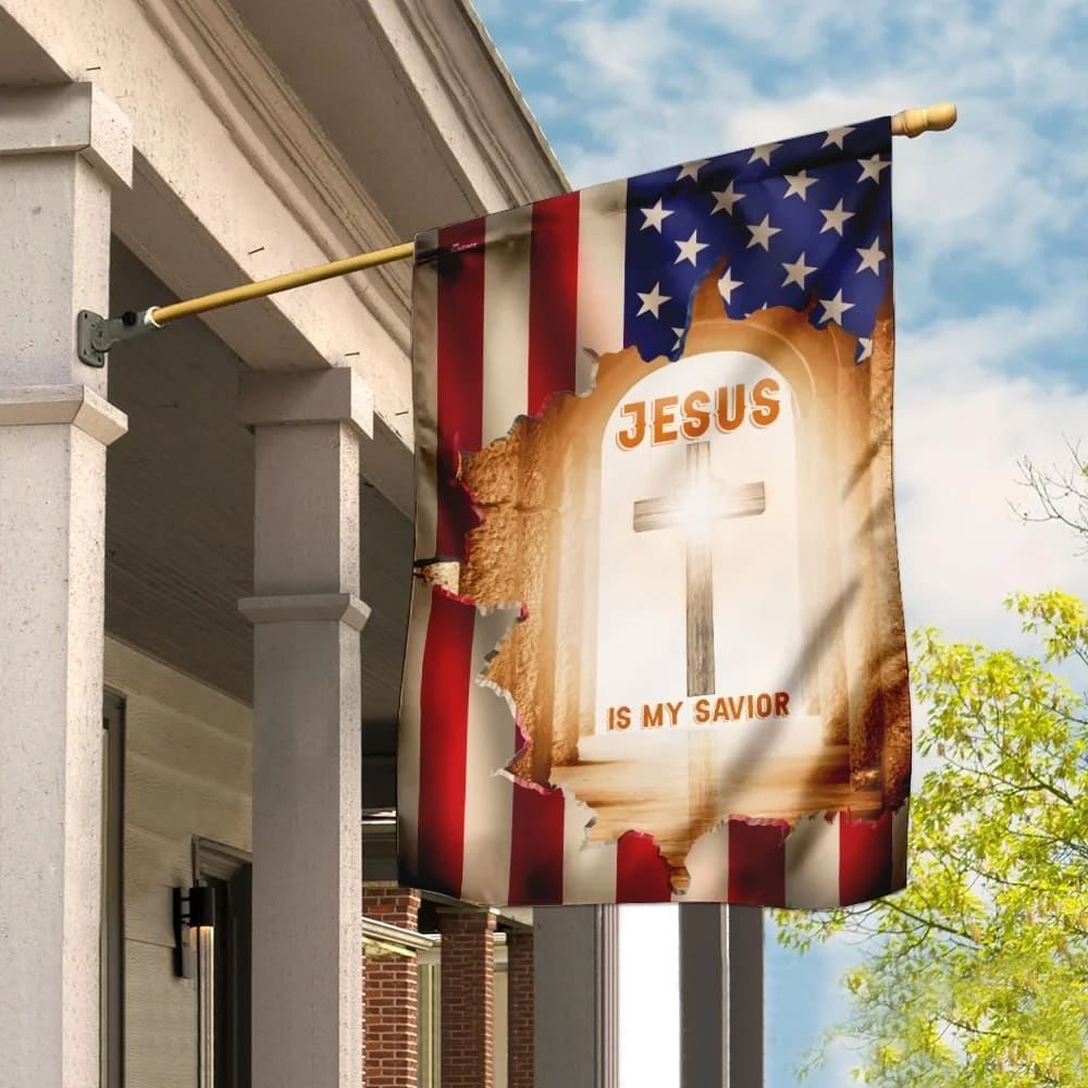 Jesus Is My Savior Christian Cross House Flag, Christian Flag, Christian Flag, Scripture Flag, Garden Banner