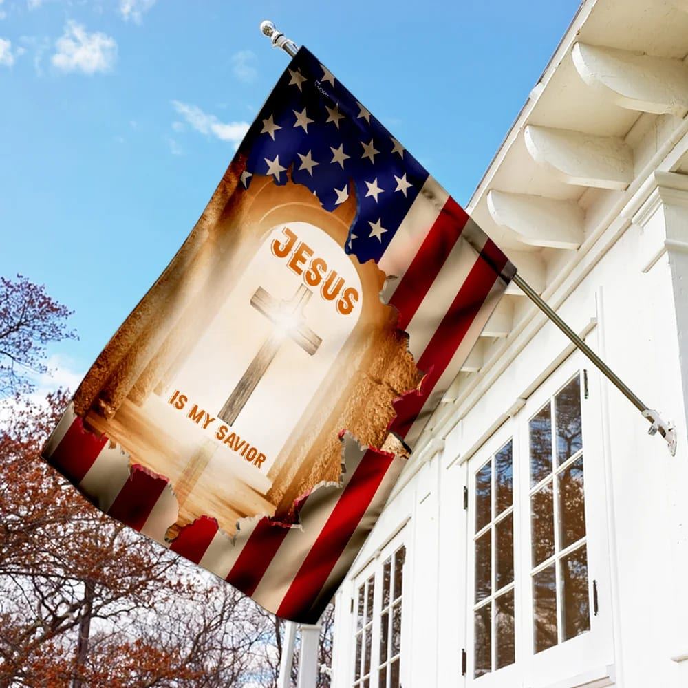 Jesus Is My Savior Christian Cross House Flag, Christian Flag, Christian Flag, Scripture Flag, Garden Banner