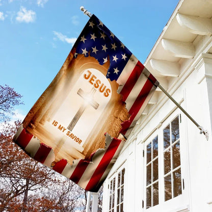Jesus Is My Savior Christian Cross House Flag, Christian Flag, Christian Flag, Scripture Flag, Garden Banner