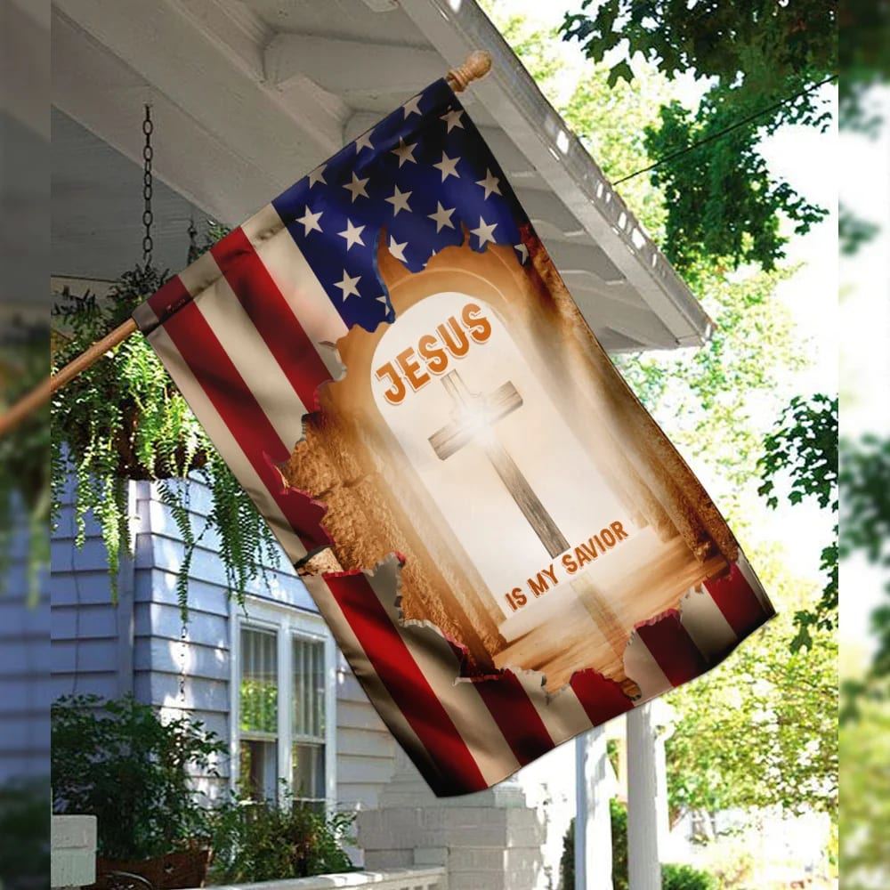 Jesus Is My Savior Christian Cross House Flag, Christian Flag, Christian Flag, Scripture Flag, Garden Banner