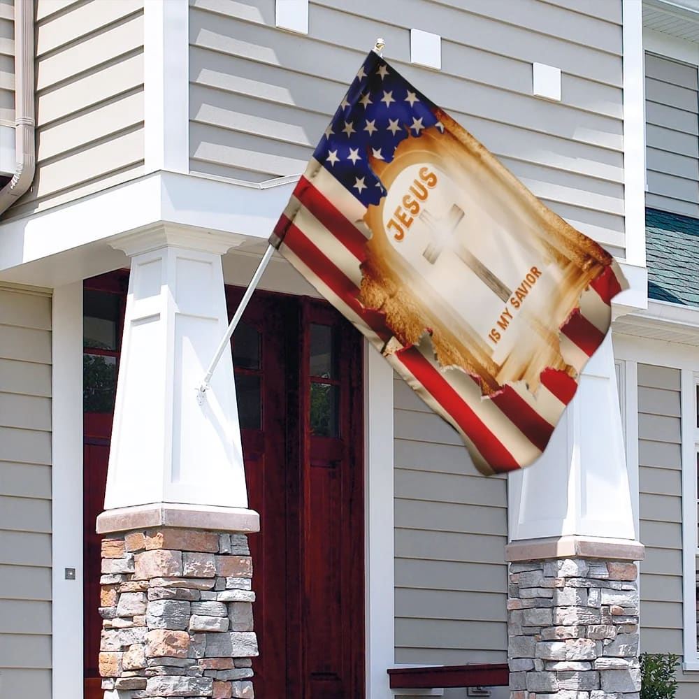 Jesus Is My Savior Christian Cross House Flag, Christian Flag, Christian Flag, Scripture Flag, Garden Banner