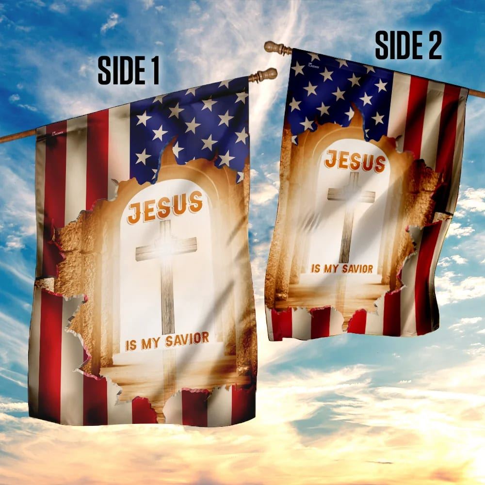 Jesus Is My Savior Christian Cross House Flag, Christian Flag, Christian Flag, Scripture Flag, Garden Banner