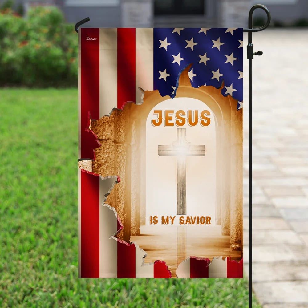 Jesus Is My Savior Christian Cross House Flag, Christian Flag, Christian Flag, Scripture Flag, Garden Banner