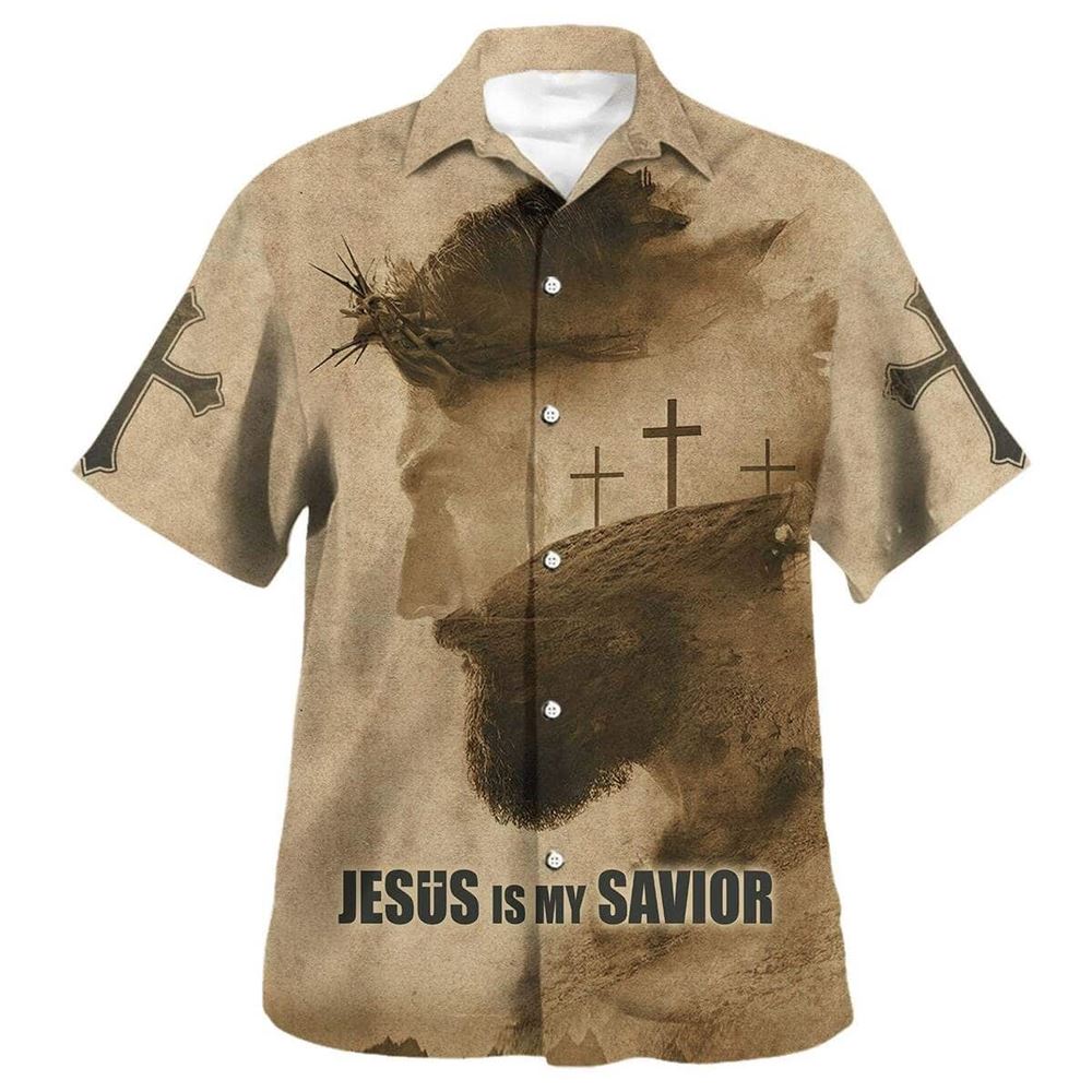 Jesus Is My Savior Cross Thank God  Hawaiian Shirt For Men, Christian Hawaiian Shirt, Gift For Christian