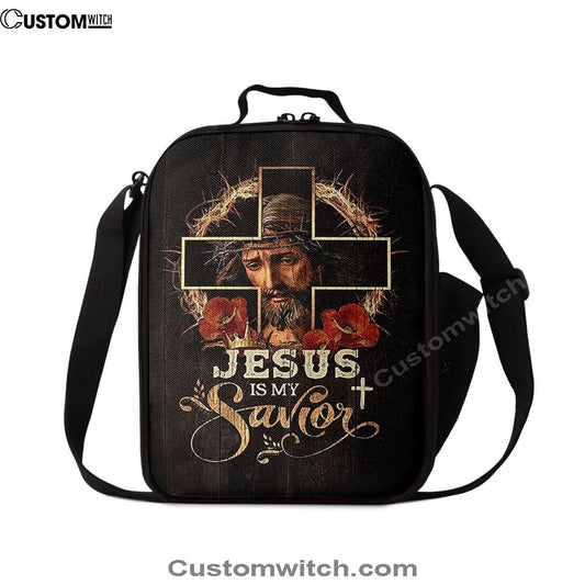 Jesus Is My Savior Crown Of Thorns Red Flowers Lunch Bag, Christian Lunch Box For School, Picnic