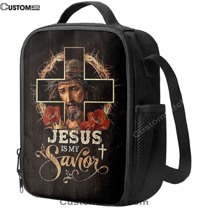 Jesus Is My Savior Crown Of Thorns Red Flowers Lunch Bag, Christian Lunch Box For School, Picnic