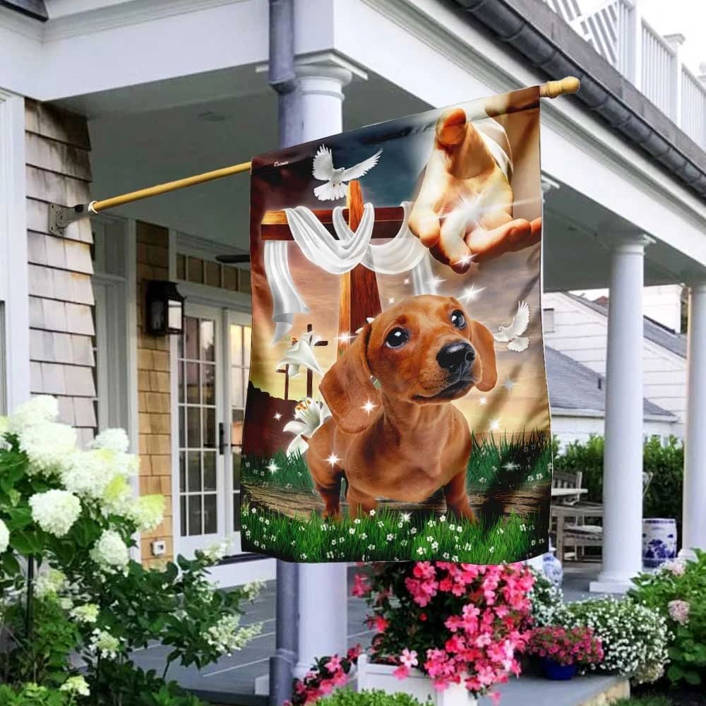 Jesus Is My Savior Dachshund Is My Therapy House Flag, Christian Flag, Christian Flag, Scripture Flag, Garden Banner